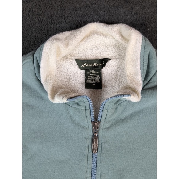 Vintage Y2K Eddie Bauer Sherpa Lined Vest‎ Women's Medium Teal Blue Full Zip - Picture 6 of 8